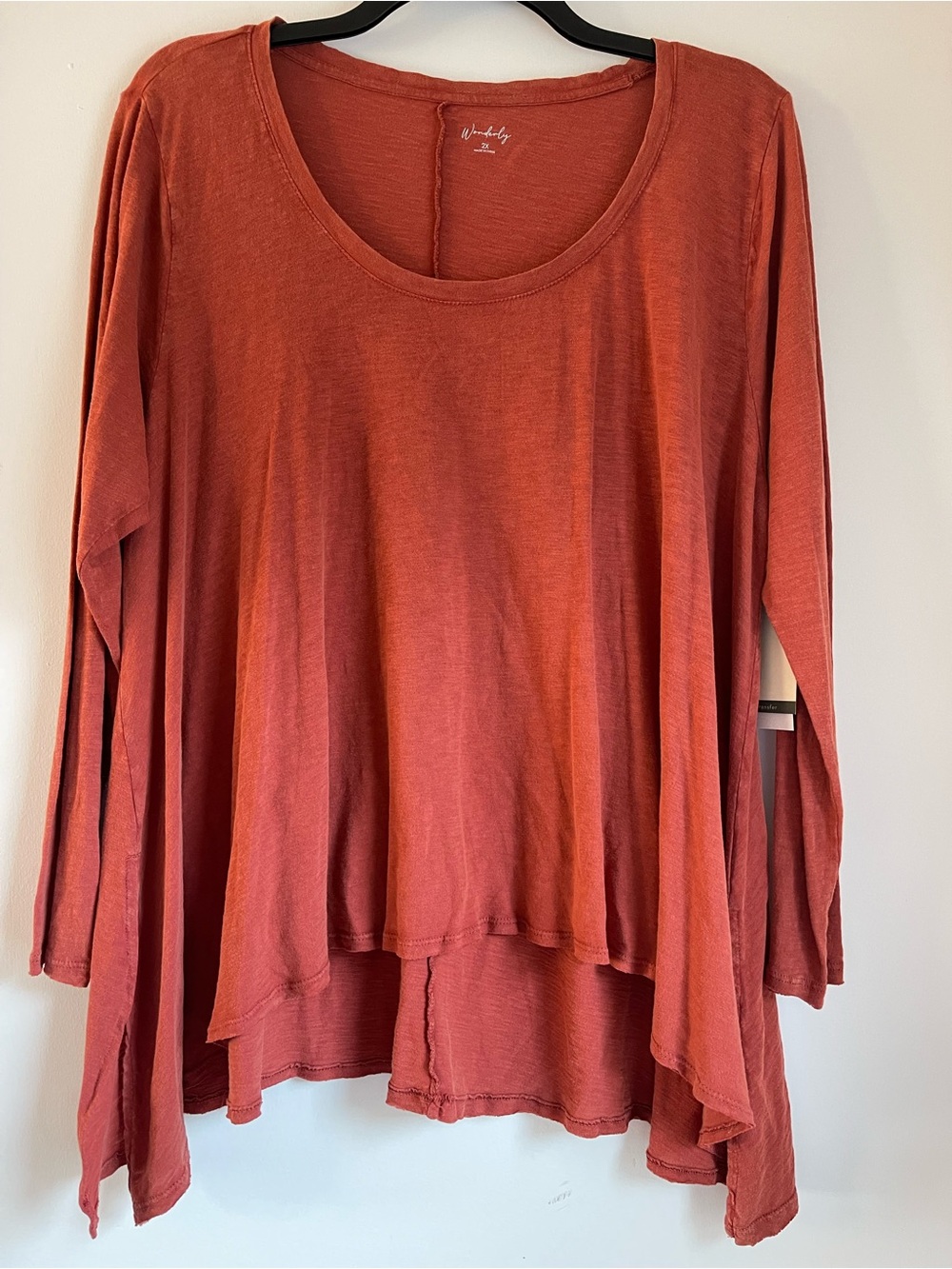 Wonderly Burnt Orange Scoop Neck Long Sleeve Tunic